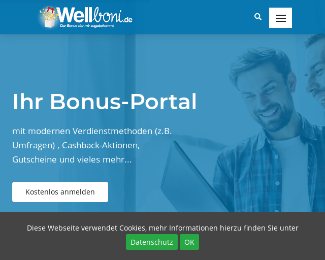 Screenshot Startseite Wellboni