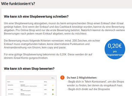 Vergütete Bewertungen bei iGraal Bewertungen schreiben bringt Geld