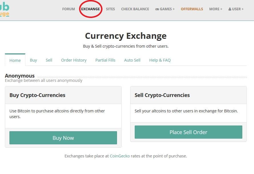 Screenshot Exchange Currency